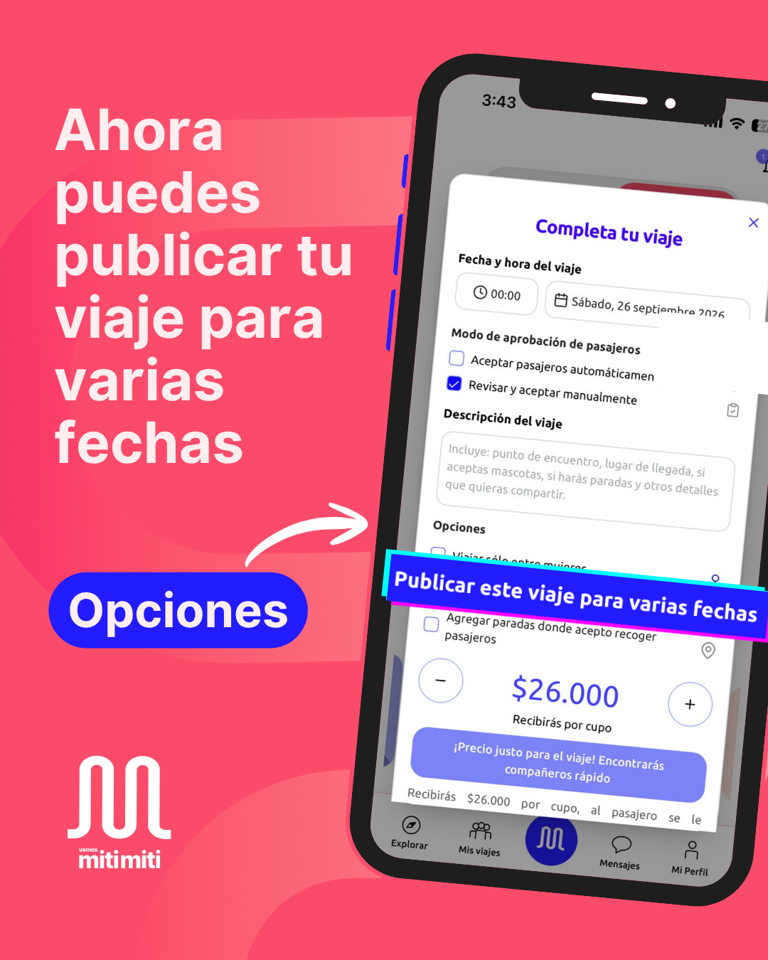Ahora puedes publicar varias fechas para un viaje que haces frecuentemente